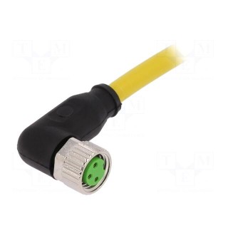 Connection lead | M8 | PIN: 3 | angled | 3m | plug | 50VAC | 4A | -30÷80°C
