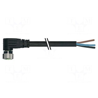 Connection lead | M8 | PIN: 4 | angled | 3m | plug | 30VAC | 4A | -20÷85°C
