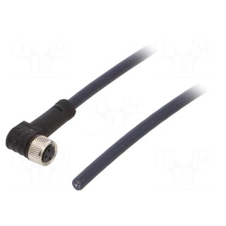 Connection lead | M8 | PIN: 3 | angled | 3m | plug | 60VAC | 4A | -35÷105°C
