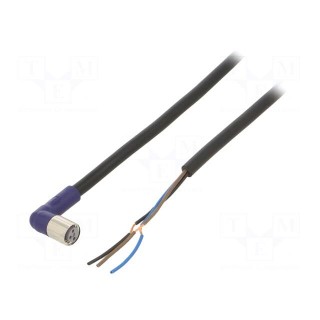 Connection lead | M8 | PIN: 3 | angled | 5m | plug | 0.5A | -10÷65°C | PVC