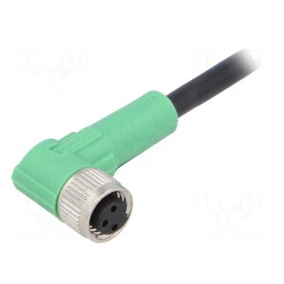 Connection lead | M8 | PIN: 3 | angled | 5m | plug | 250VAC | 4A | -25÷90°C