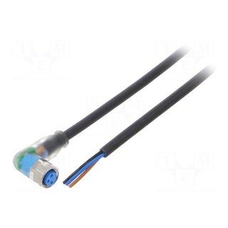 Connection lead | M8 | PIN: 3 | angled | 5m | plug | 4A | LED indication