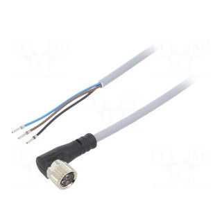 Connection lead | M8 | PIN: 3 | angled | 5m | plug | 60VAC | 3A | -25÷70°C