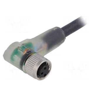 Connection lead | M8 | PIN: 3 | angled | 5m | plug | 60VAC | 4A | -25÷80°C
