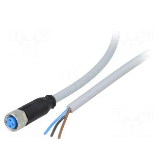 Connection lead | M8 | PIN: 3 | straight | 10m | plug | 60VAC | 4A | -30÷80°C