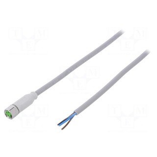 Connection lead | M8 | PIN: 3 | straight | 3m | plug | 60VAC | -25÷80°C