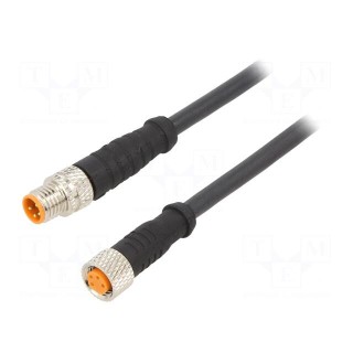Connection lead | M8 | PIN: 4 | 0.6m | plug | 50VAC | 4A | -25÷80°C | PVC