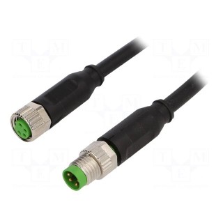 Connection lead | M8 | PIN: 4 | 1m | plug | 30VAC | 4A | -30÷80°C | IP67