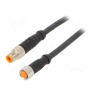 Connection lead | M8 | PIN: 4 | 2m | plug | 50VAC | 4A | -25÷80°C | PVC | IP67