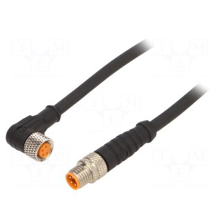 Connection lead | M8 | PIN: 4 | 5m | plug | 50VAC | 4A | -25÷80°C | PUR | IP67