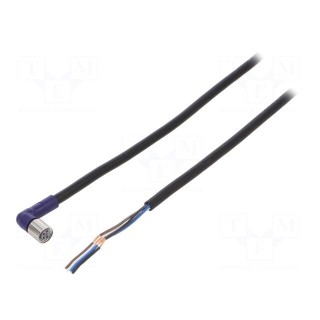 Connection lead | M8 | PIN: 4 | angled | 2m | plug | 0.5A | -10÷65°C | PVC