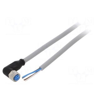 Connection lead | M8 | PIN: 4 | angled | 2m | plug | 60VAC | 4A | -30÷80°C