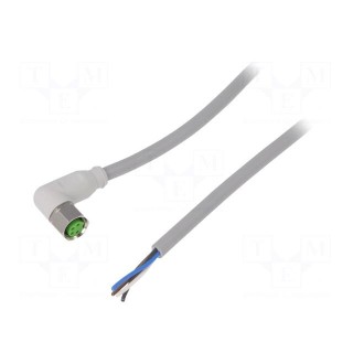 Connection lead | M8 | PIN: 4 | angled | 3m | plug | 30VAC | -25÷80°C | 30VDC