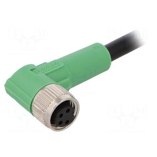 Connection lead | M8 | PIN: 4 | angled | 3m | plug | 30VAC | 4A | -25÷90°C