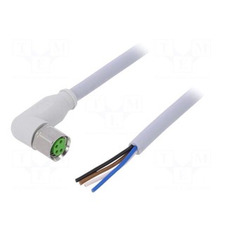 Connection lead | M8 | PIN: 4 | angled | 5m | plug | 30VAC | -25÷80°C | 30VDC