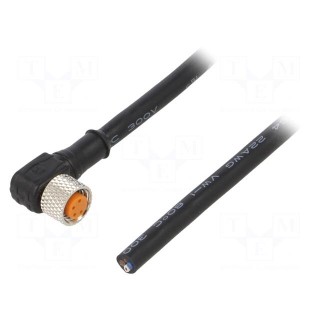 Connection lead | M8 | PIN: 4 | angled | 5m | plug | 50VAC | 4A | -25÷80°C