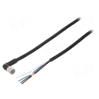 Connection lead | M8 | PIN: 4 | angled | Len: 2m | plug | 1A | -10÷80°C | IP67