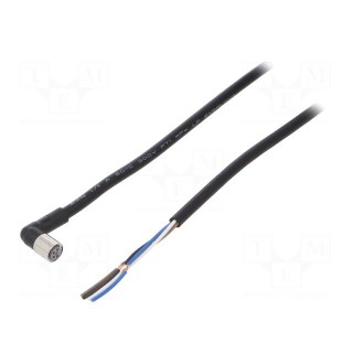 Connection lead | M8 | PIN: 4 | angled | Len: 2m | plug | 1A | -10÷80°C | PVC