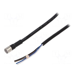 Connection lead | M8 | PIN: 4 | straight | 2m | socket | 250VAC | -25÷70°C