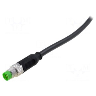 Connection lead | M8 | PIN: 4 | straight | 3m | plug | 30VAC | 4A | -20÷85°C