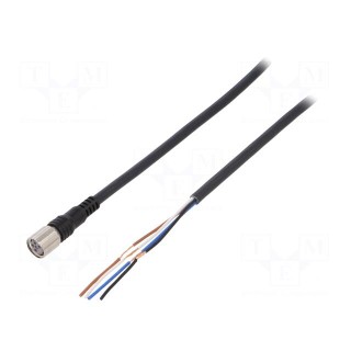 Connection lead | M8 | PIN: 4 | straight | 5m | plug | 1A | -25÷70°C | PVC