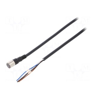 Connection lead | M8 | PIN: 4 | straight | 5m | plug | 1A | 0÷70°C | PVC | IP67