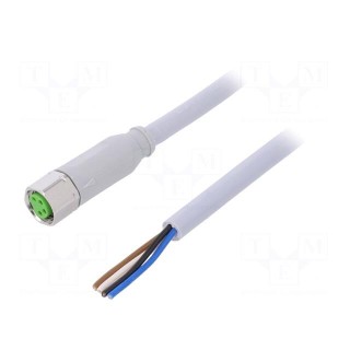 Connection lead | M8 | PIN: 4 | straight | 5m | plug | 30VAC | -25÷80°C | PVC
