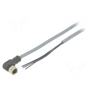 Connection lead | PIN: 3 | angled | 2m | M8 | 60VAC | 4A | Cores: 3 | PVC | IP67