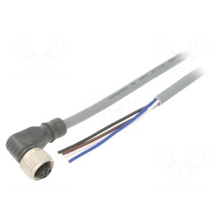 Connection lead | PIN: 4 | angled | 5m | M12 | 250VAC | 4A | Cores: 4 | PUR
