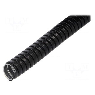 Protective tube | ØBraid : 21mm | galvanised steel | black | Len: 10m