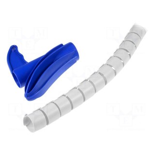 Spiral wrapping | ØBundle : 25mm | polypropylene | grey | L: 2m | UL94HB