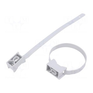 Cable strap clip | polyamide | Application: for braids | light grey