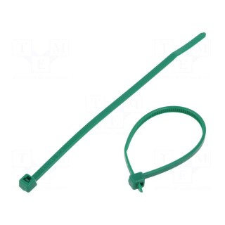 Cable tie | L: 100mm | W: 2.45mm | polyamide | 80N | green | Ømax: 22mm