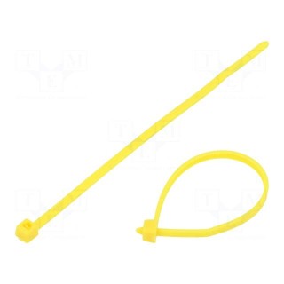 Cable tie | L: 100mm | W: 2.45mm | polyamide | 80N | yellow | Ømax: 22mm