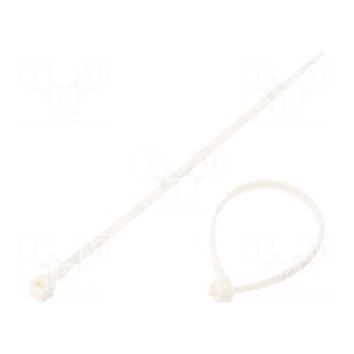 Cable tie | L: 100mm | W: 2.5mm | polyamide | 80N | white | Ømax: 20.5mm