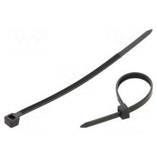 Cable tie | L: 100mm | W: 3.6mm | polyamide | black | 100pcs | UL94V-2