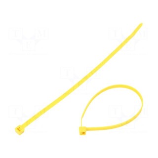 Cable tie | L: 200mm | W: 4.6mm | polyamide | 225N | yellow | Ømax: 50mm