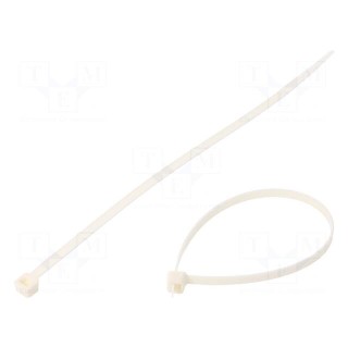 Cable tie | L: 200mm | W: 4.8mm | polyamide | 230N | white | Ømax: 49.5mm