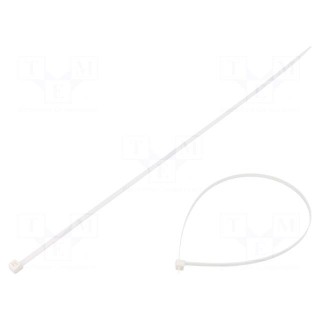 Cable tie | L: 380mm | W: 4.8mm | polyamide | 230N | white | Ømax: 106.7mm