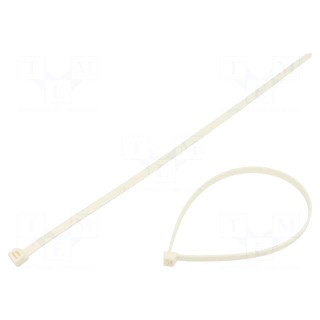 Cable tie | L: 380mm | W: 7.6mm | polyamide | 540N | white | Ømax: 106.7mm