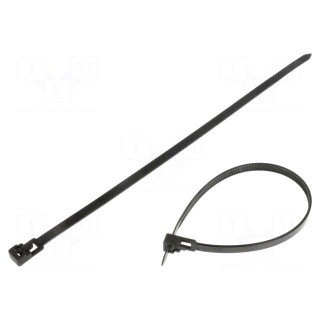 Cable tie | multi use | L: 200mm | W: 4.8mm | polyamide | black | 100pcs.