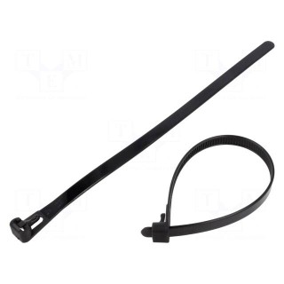 Cable tie | multi use | L: 200mm | W: 7.2mm | polyamide | black | 100pcs.