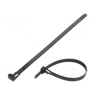 Cable tie | multi use | L: 200mm | W: 7.6mm | polyamide | 222N | black