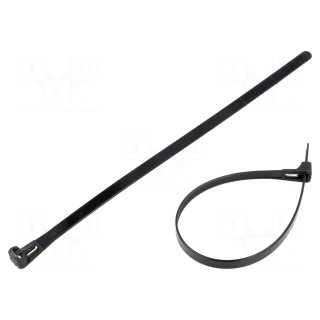 Cable tie | multi use | L: 250mm | W: 7.2mm | polyamide | black | 100pcs.