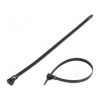 Cable tie | multi use | L: 250mm | W: 7.6mm | polyamide | 222N | black