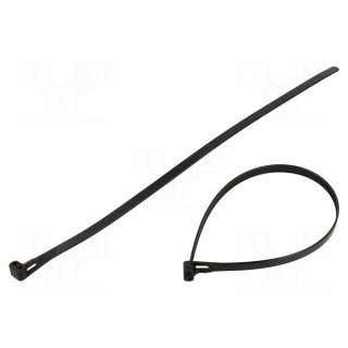 Cable tie | multi use | L: 300mm | W: 7.2mm | polyamide | black | 100pcs.