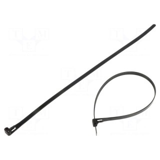 Cable tie | multi use | L: 350mm | W: 7.2mm | polyamide | black | 100pcs.