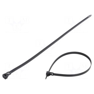 Cable tie | multi use | L: 350mm | W: 7.6mm | polyamide | 222N | black