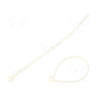 Cable tie | with a metal clasp | L: 92mm | W: 2.3mm | 80N | white