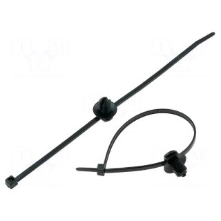 Cable tie | with fixing lugs | L: 190mm | W: 3.6mm | black | UL94V-2